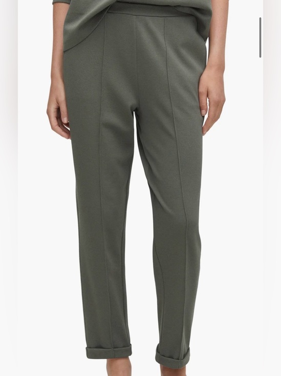 Mango Pants - MANGO MNG Cuffed Seam Detail Lounge Pants - Olive Khaki Green Women 3XL